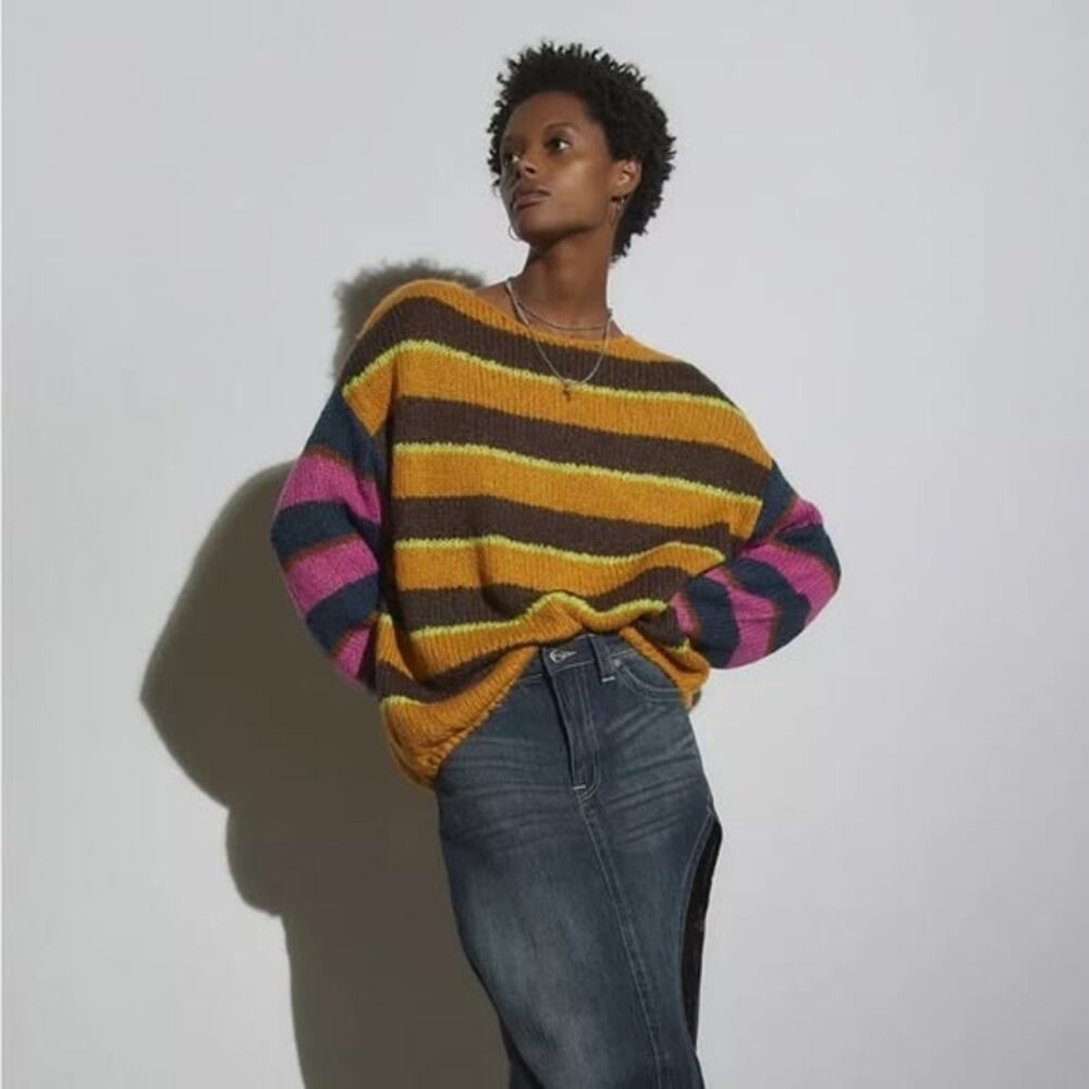 Urban Outfitters Jamie Multicolor Striped Oversized Knit Pullover Sweater